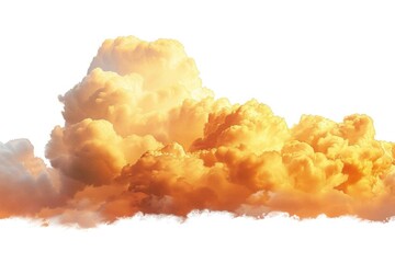 Obraz premium Highresolution photograph of dramatic cumulus clouds with a golden sunset hue, isolated on white background