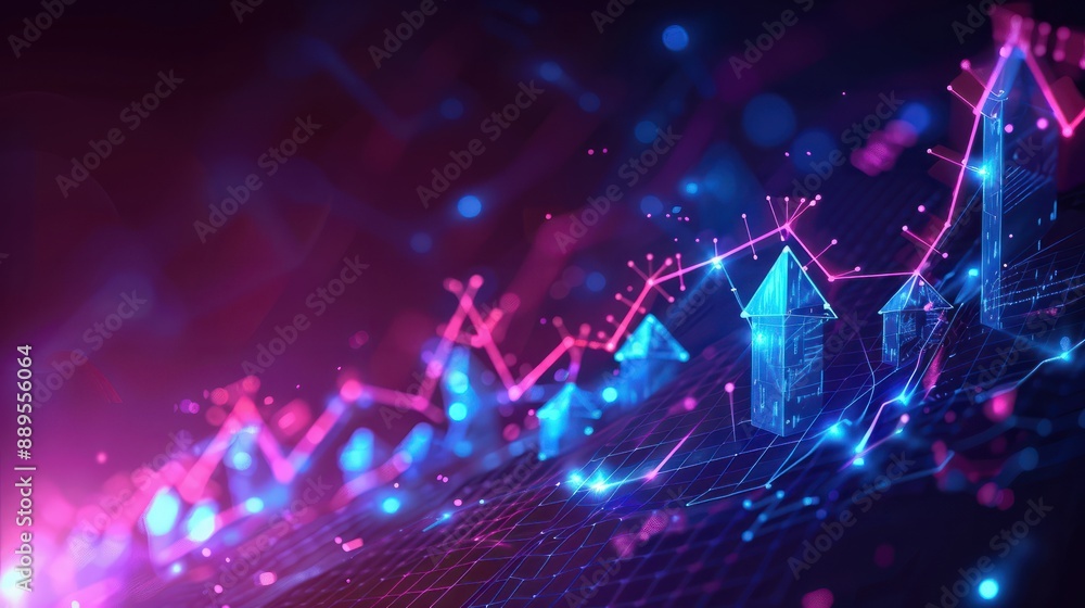 Aufkleber futuristic raise arrow chart digital transformation abstract technology background. big data and bus