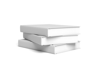 Stack of books isolated on white background. Pile. Blank. Mockup. 3d illustration.