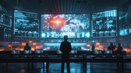 A futuristic sports stadium with holographic displays and AI referees overseeing a competitive esports tournament