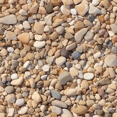 Naklejka premium Heap of Sand, Gravel, Pebbles and Concrete Mix for Construction Closeup, Sandy Ground with Small Stones
