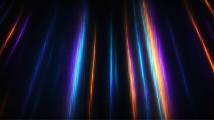 Obraz premium vibrant diagonal lines of blue, orange, and purple light converging from the center. The radiating pattern creates a sense of depth and movement, while the contrasting colors evoke a feeling of energy