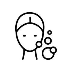 Makeup removal linear icon. Cleansing for healthy skin. Skincare procedure. Facial beauty. Aesthetic cosmetology vector pictogram