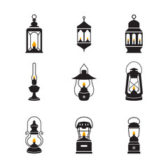 set of lanterns silhouette