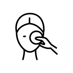 Makeup removal linear icon. Cleansing for healthy skin. Skincare procedure. Facial beauty. Aesthetic cosmetology vector pictogram