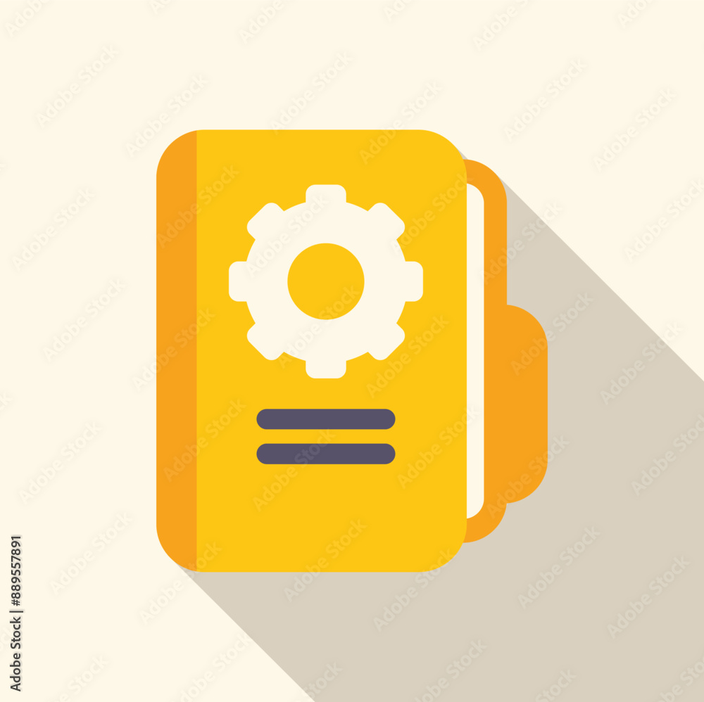 Poster yellow folder with a cogwheel is representing the concept of project management