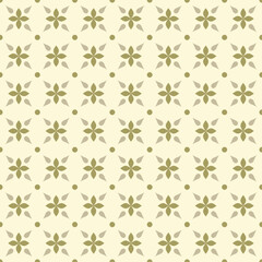 Seamless pattern with simple four petal leaf shapes on light cream background. Suitable for various design purposes of textiles, tiles, wallpapers, backgrounds, etc.