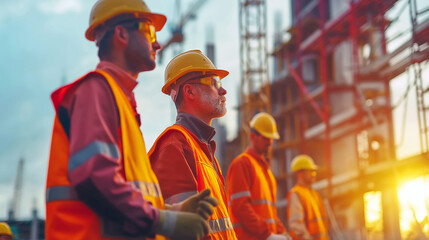 Obraz premium Portrait of construction engineers working together on a building site