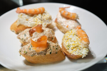 Spanish Tapas Displayed in a Restaurant Showcase