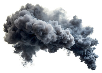 a plume of dark smoke billowing out of a large industrial stack. The smoke is thick and appears to be emanating from the top of the stack.