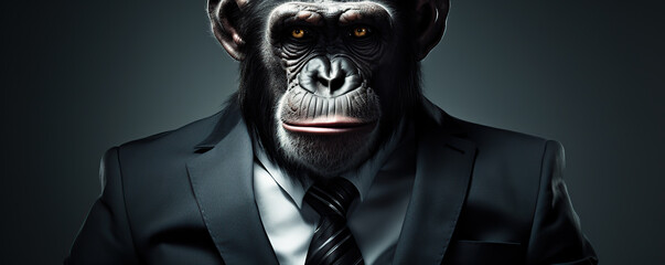 Chimpanzee Wearing A Suit And Tie