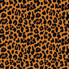 
animal leopard pattern vector design, seamless print orange background