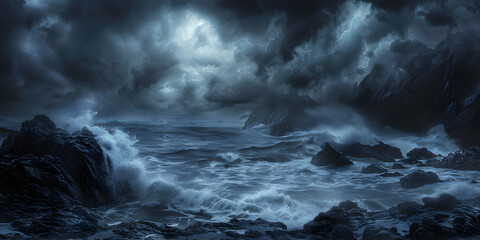 Obraz premium A raging sea with waves