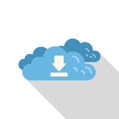 Downloading data from cloud storage service with arrow pointing down