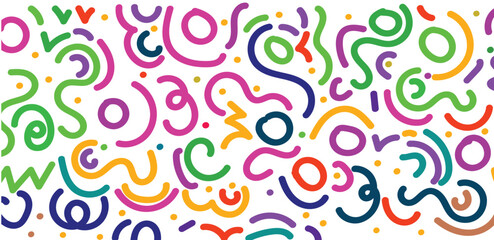 Fototapeta premium Fun colorful line doodle seamless pattern.