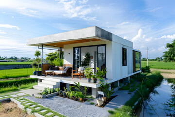 Fototapeta premium beautiful house in middle farm