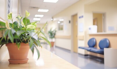 Fototapeta premium Blurred Background of a Maternal and Child Healthcare Clinic with Medical Interior, Capturing the Essence of a Hospital or Clinic Environment, Perfect for 4K High-Resolution Wallpaper, AI-Generated