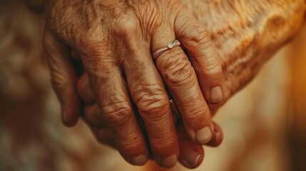 Fototapeta premium A close-up of intertwined fingers, with the natural light highlighting the gentle connection and the texture of the skin, creating a serene and intimate atmosphere. Captured with a DSLR, macro view,