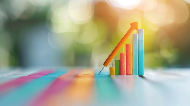 A professional photograph capturing a series of graphs and charts illustrating upward financial growth and success. The composition allows for the insertion of text or symbols related to financial