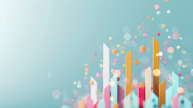 An abstract image illustrating financial concepts and wealth accumulation, with a digital bar graph trending upward, symbolizing growth and prosperity, against a clean backdrop ideal for customized