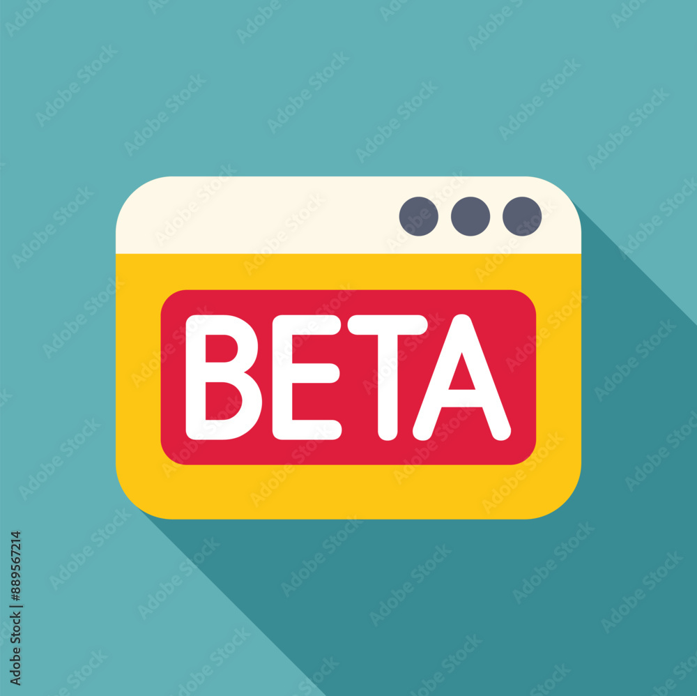Poster stylized software window icon is showing the beta version of an application