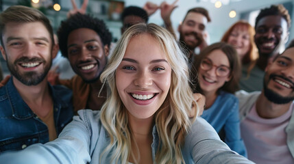 Obraz premium Group of happy coworkers. 
