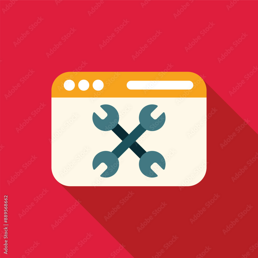 Poster website maintenance concept with crossed wrenches displayed in a web browser window