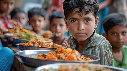 Fototapeta premium Adolescents receiving vital feeding, emphasizing the importance of balanced nutrition