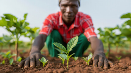 Eco-friendly Fairtrade farmer practices on Fairtrade Fortnight Day with innovation and care.