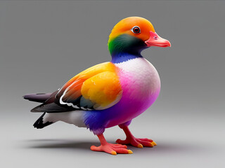 Mandarin duck 3d on solid background