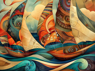 Art deco sailboats