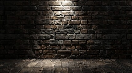 Dark Brick Wall with a Spotlight