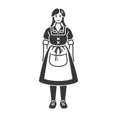 germany women wearing dirndl traditional clothing minimalist line art icon logo symbol