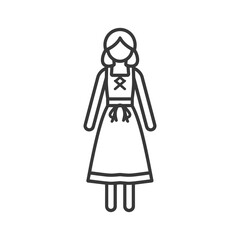 germany women wearing dirndl traditional clothing minimalist line art icon logo symbol