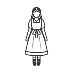 germany women wearing dirndl traditional clothing minimalist line art icon logo symbol