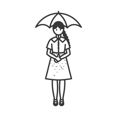 germany women wearing dirndl traditional clothing minimalist line art icon logo symbol