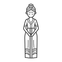 indonesian balines women wearing payas alit traditional clothing minimalist line art icon logo