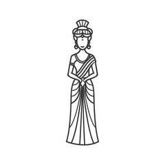 indonesian balines women wearing payas nista traditional clothing minimalist line art icon logo