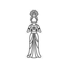 indonesian balines women wearing payas agung traditional clothing minimalist line art icon logo