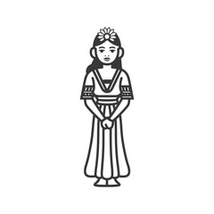 indonesian balines women wearing payas nista traditional clothing minimalist line art icon logo