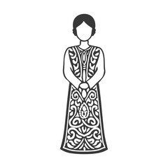 indonesian women wearing kebaya traditional clothing minimalist line art icon logo symbol