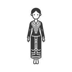 indonesian women wearing kebaya traditional clothing minimalist line art icon logo symbol