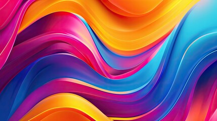 A bright, abstract background with vibrant, dynamic waves and curves.