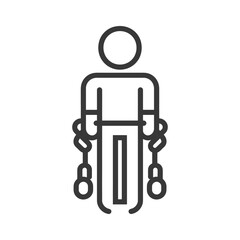 man slave with shackle in minimalist line art icon logo symbol