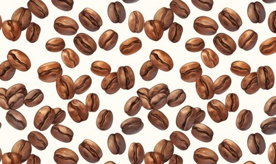 Obraz premium Seamless Pattern of Hand-Drawn Coffee Beans in Minimalist Pen and Ink Style for Stationery or Scrapbooking
