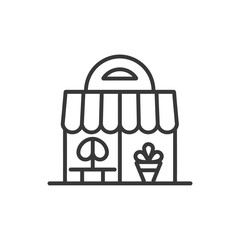 marketplace in minimalist line art icon logo symbol