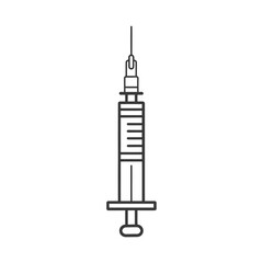 Monochromatic Line Art Illustration of a Medical Syringe