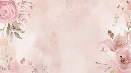 Watercolor Floral Background with Pink Tones