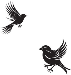 Bird set icons logo type silhouette