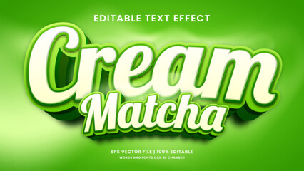 Cream Matcha Green 3d editable text effect
